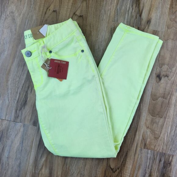 ☔️🔸️NWT Mossimo Neon Yellow Ankle Skinny Jeans Size 7 - Picture 1 of 12
